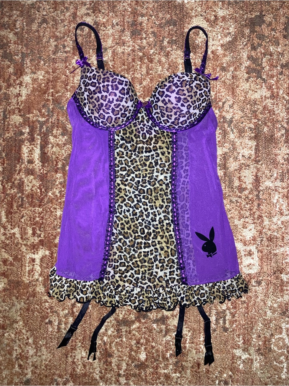 Playboy Intimates Purple Leopard Babydoll